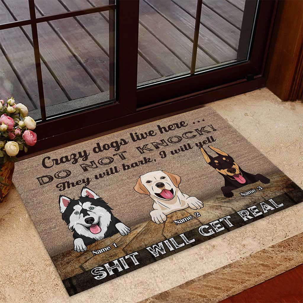 Crazy Dogs Live Here - Personalized Doormat