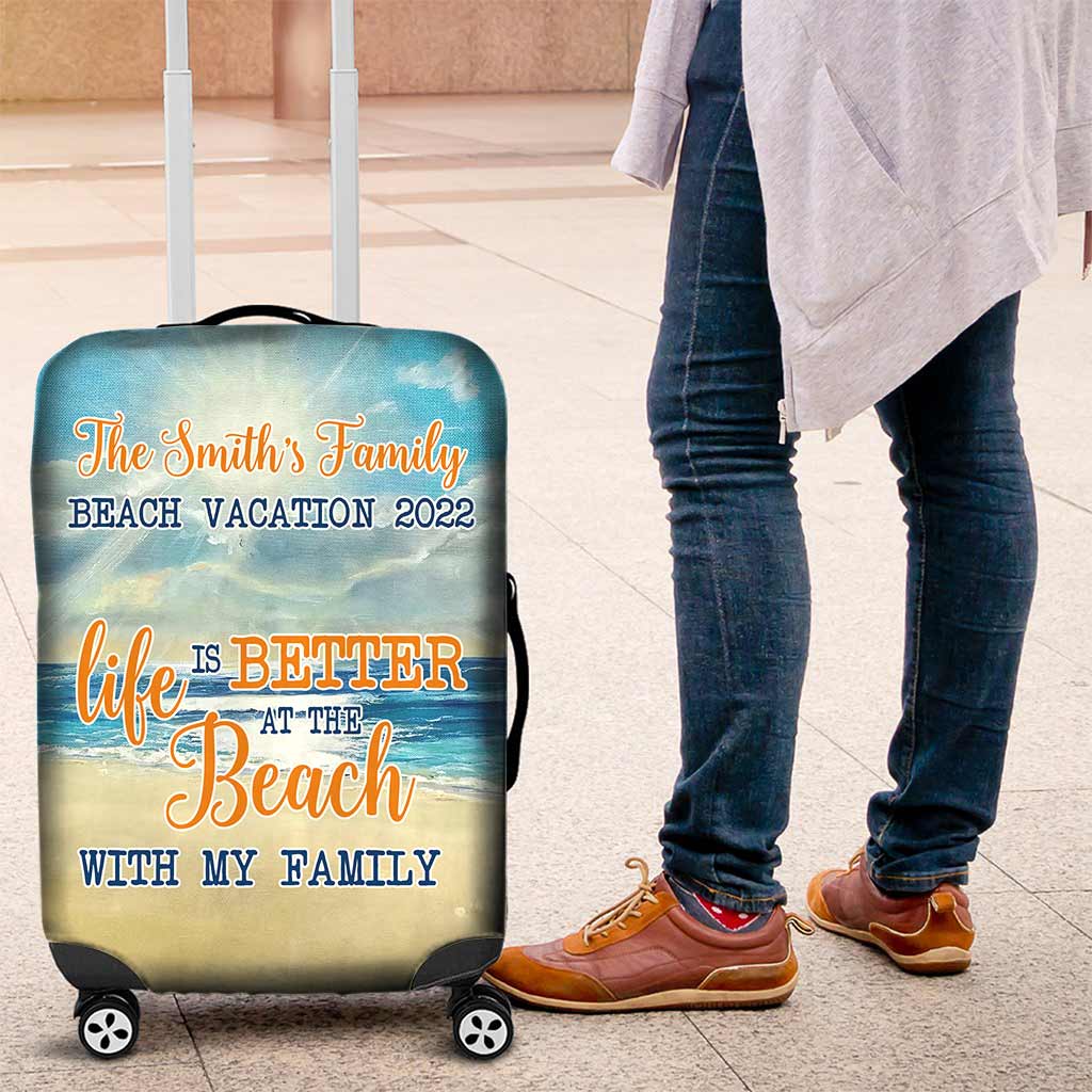 Family Beach Vacation - Personalized Sea Lover Luggage Cover