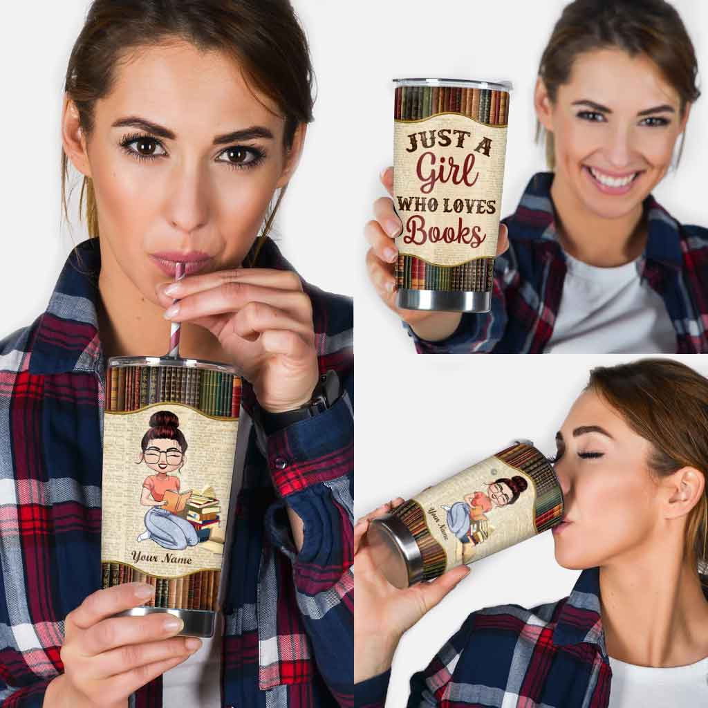 Just A Girl - Personalized Book Tumbler