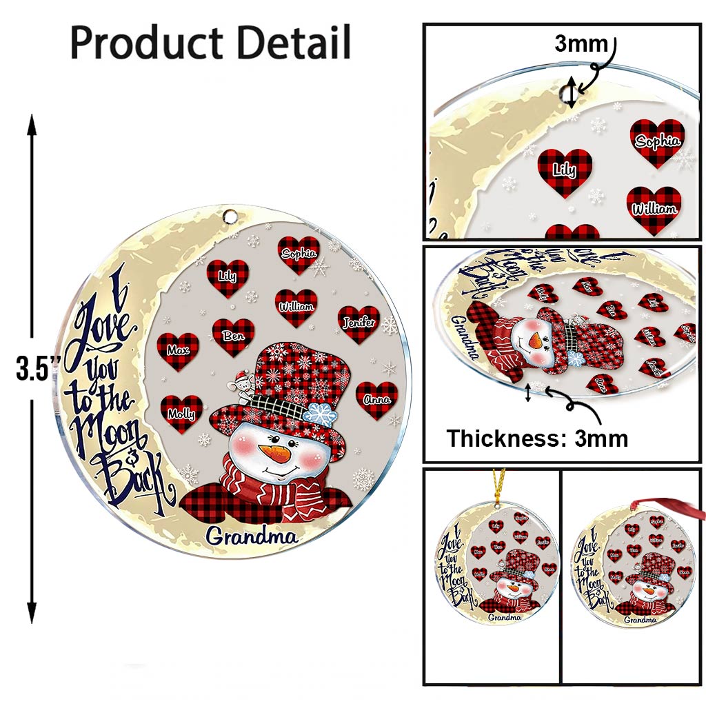 I Love You To The Moon - Gift for grandma, grandpa, mom, dad - Personalized Ornament