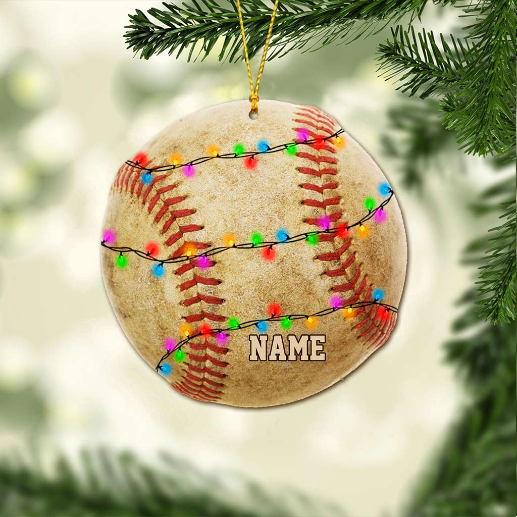 Baseball Lovers - Personalized Christmas Ornament (Printed On Both Sides)