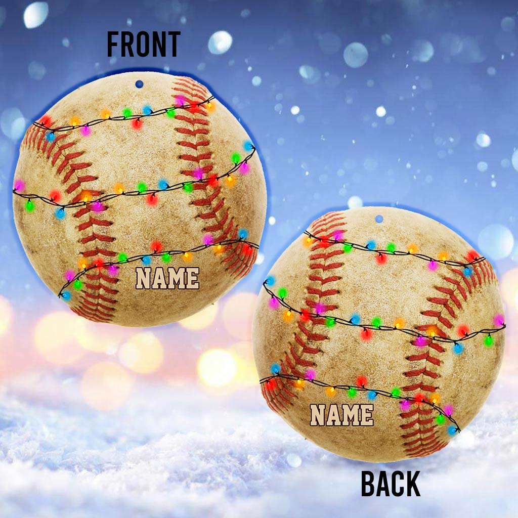 Baseball Lovers - Personalized Christmas Ornament (Printed On Both Sides)