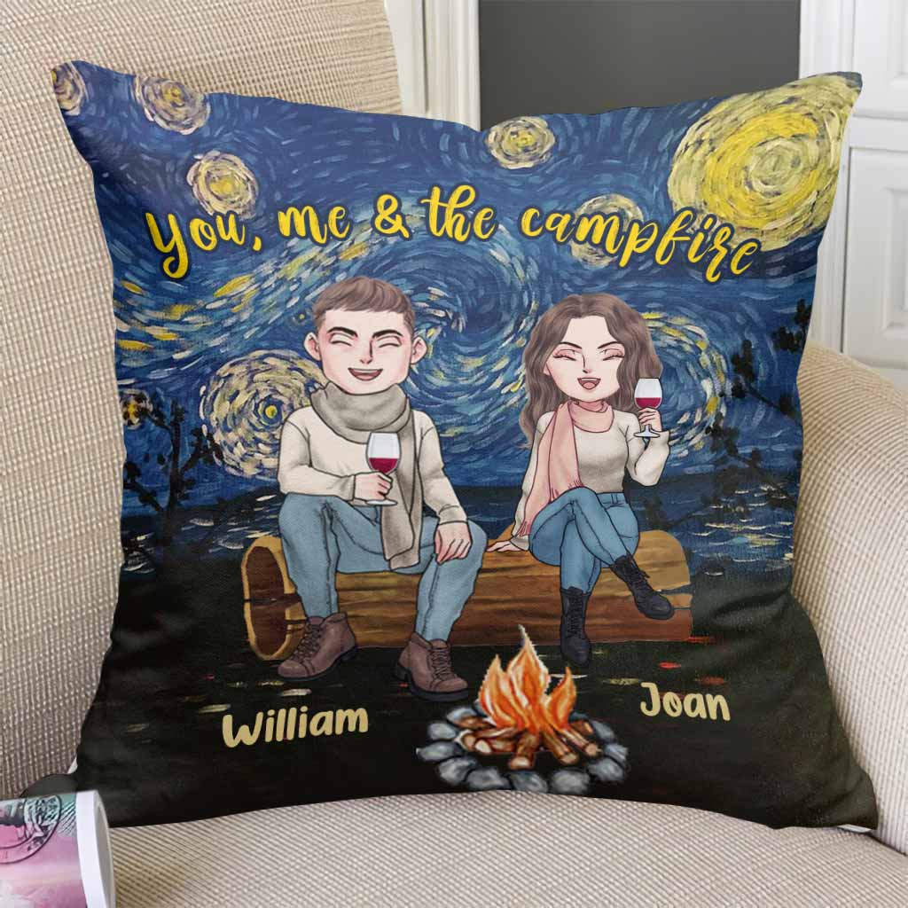 You Me And The Campfire - Personalized Couple Camping Throw Pillow