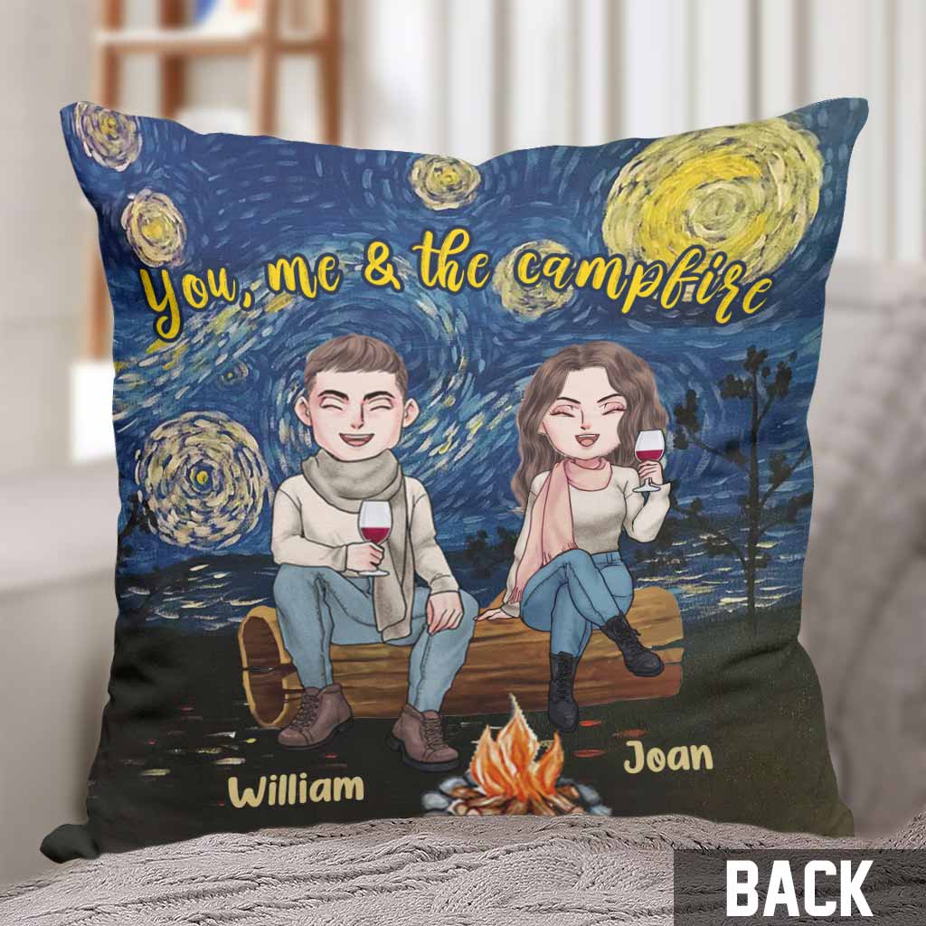 You Me And The Campfire - Personalized Couple Camping Throw Pillow