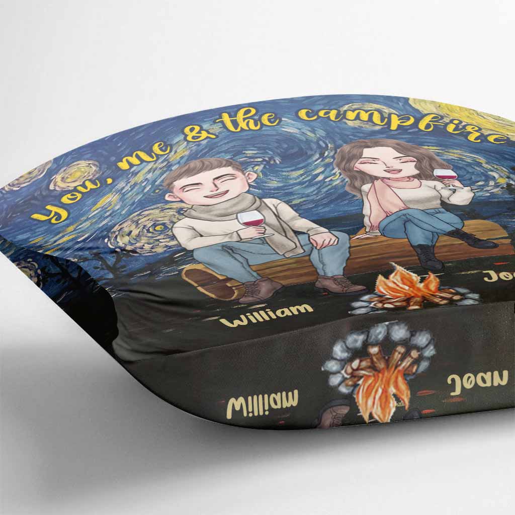 You Me And The Campfire - Personalized Couple Camping Throw Pillow
