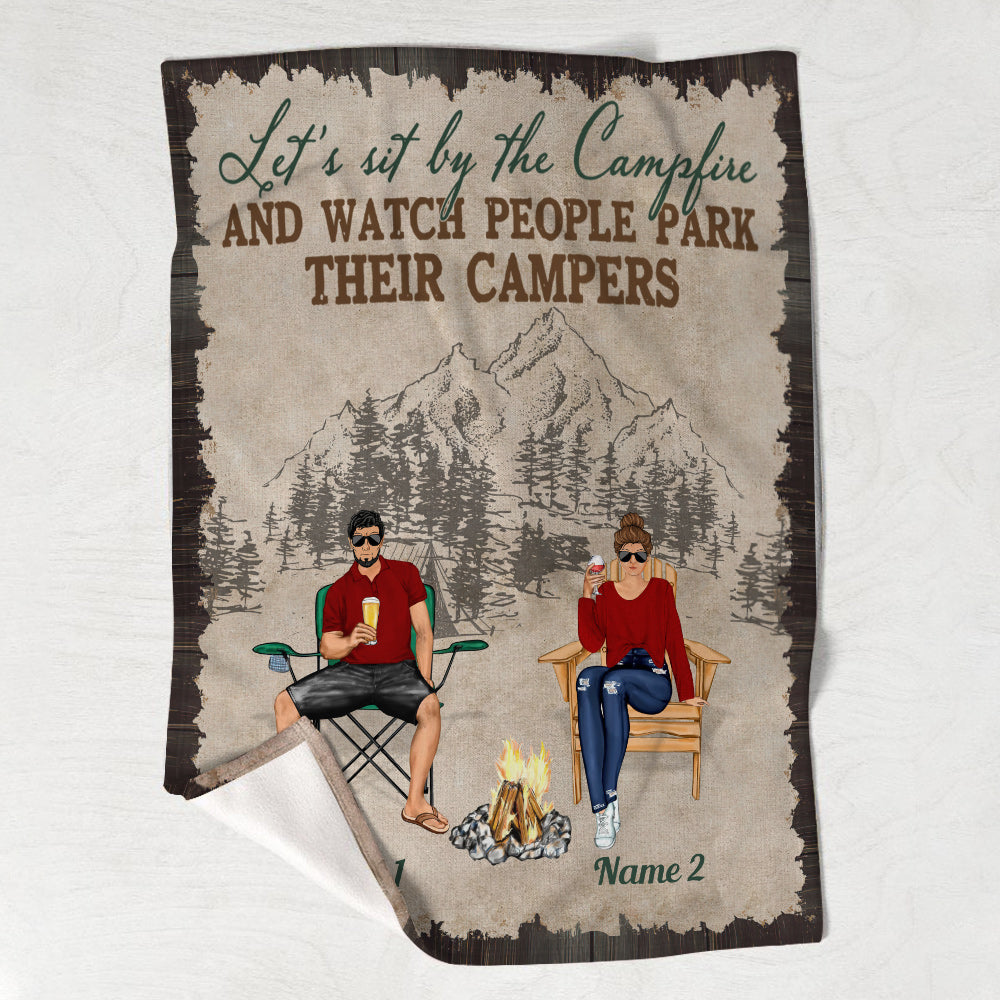 Camping Couple - Personalized Couple Camping Blanket