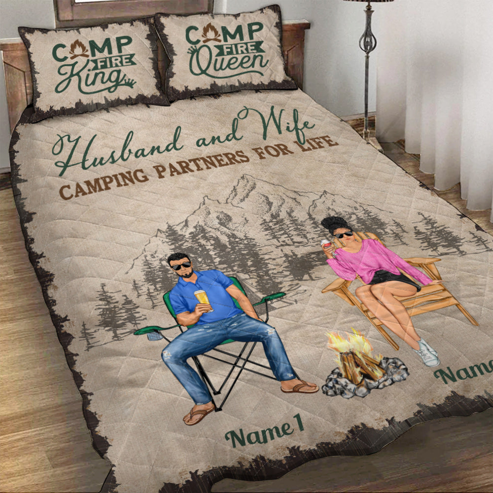 Camping Couple - Personalized Couple Camping Quilt Set