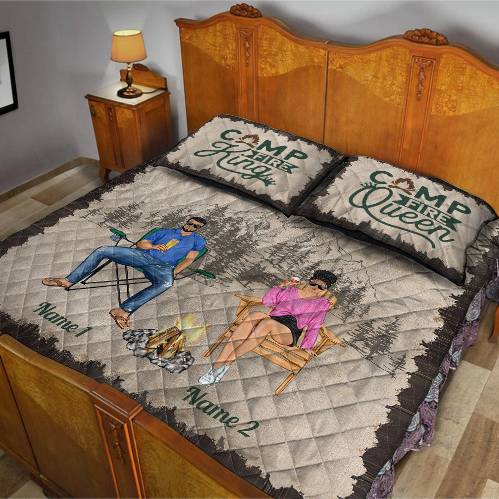 Camping Couple - Personalized Couple Camping Quilt Set