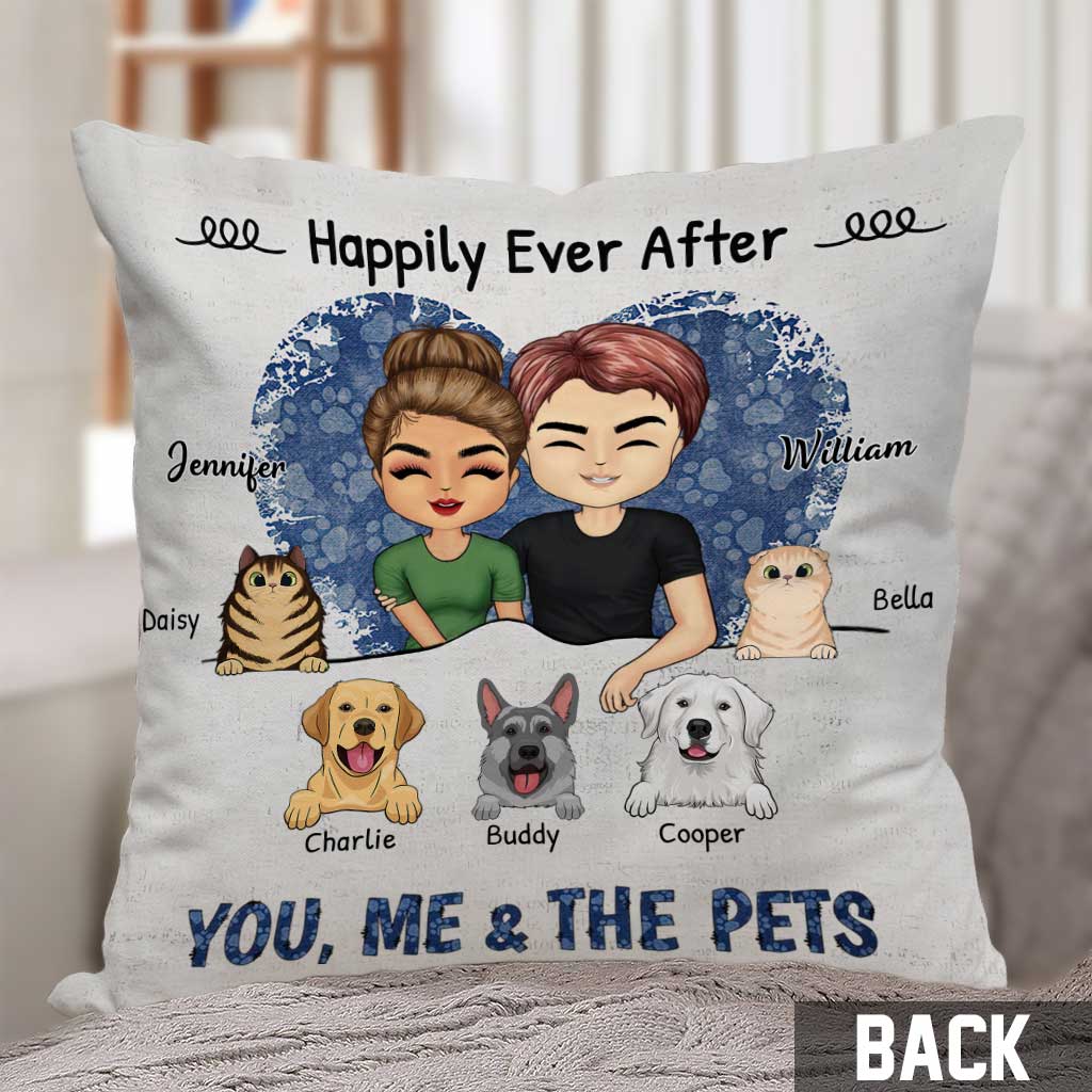 You Me And The Pets - Personalized Couple Throw Pillow