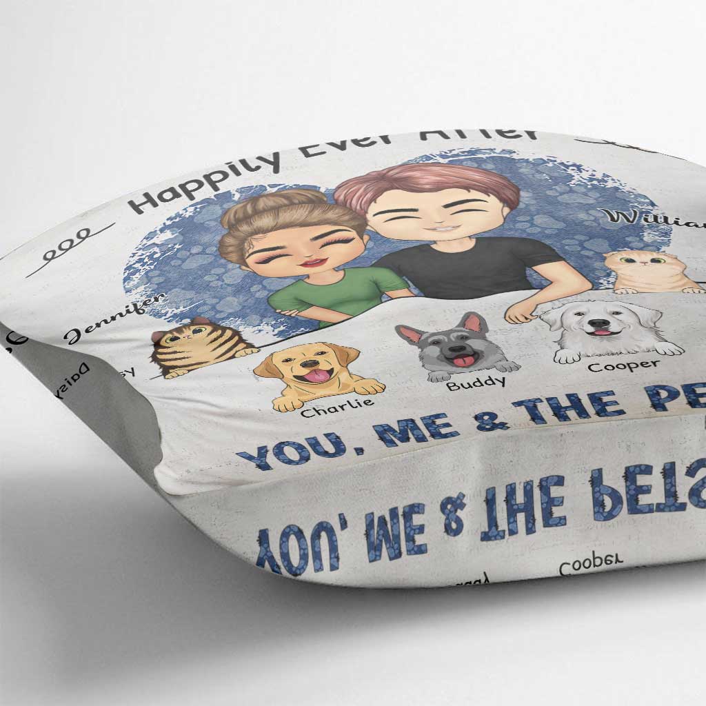 You Me And The Pets - Personalized Couple Throw Pillow