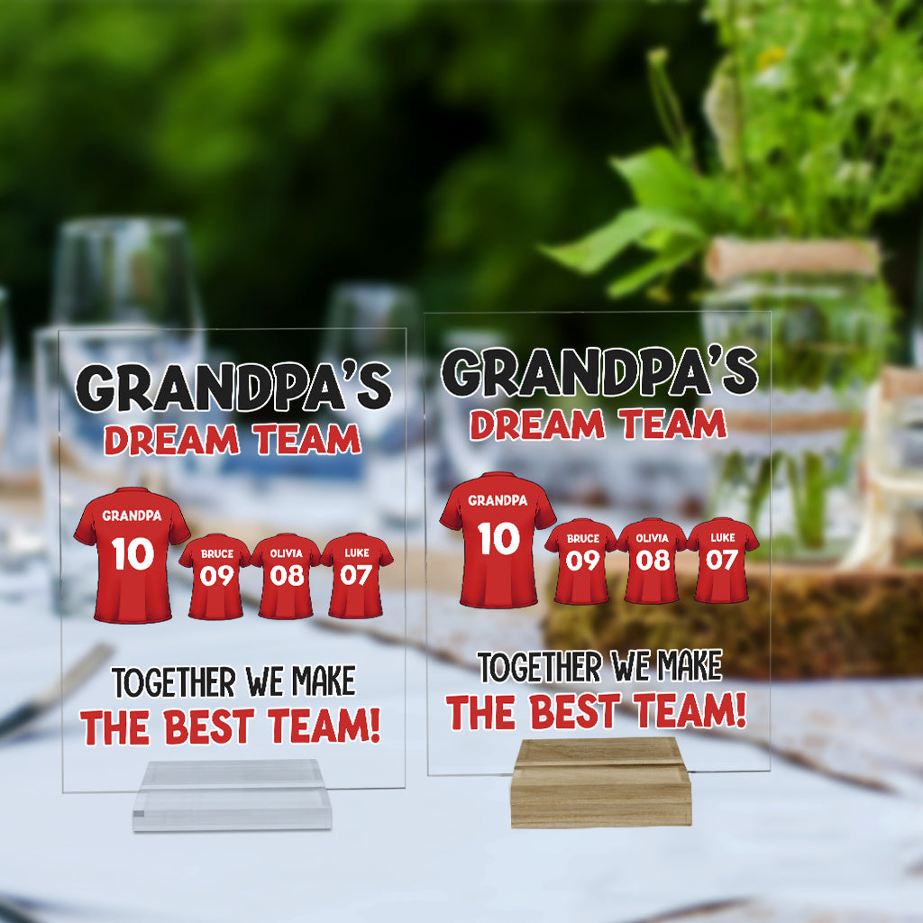 Grandad’s Team Together We Make The Best Team - Personalized Grandpa Transparent Acrylic Plaque