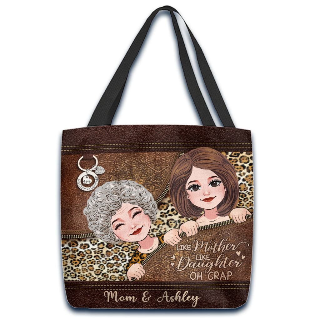 Like Mother Like Daughter - Leather Pattern Print Personalized Mother's Day Mother Tote Bag