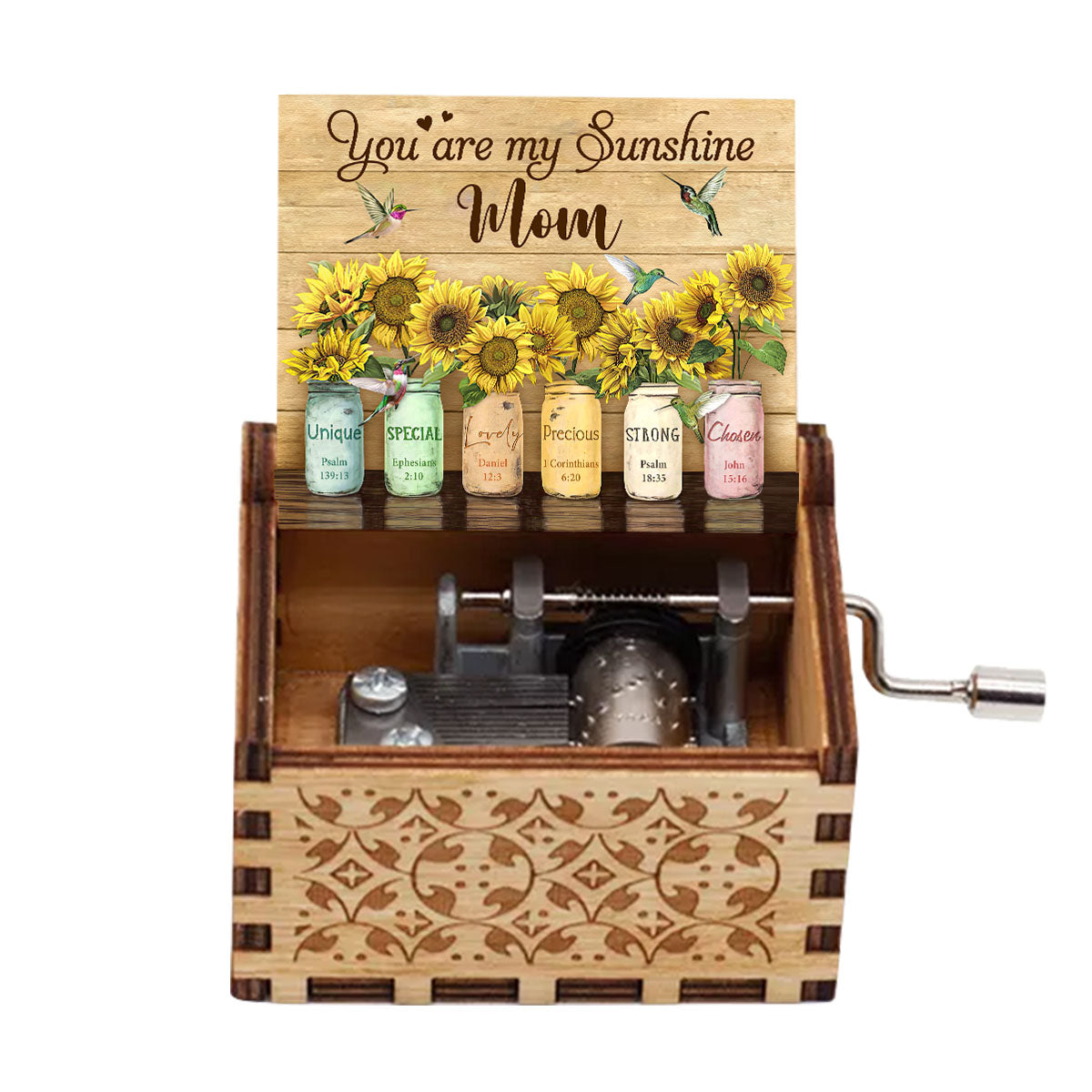 You Are My Sunshine - Gift for mom, grandma, granddaughter, friend, sister - Personalized Hand Crank Music Box