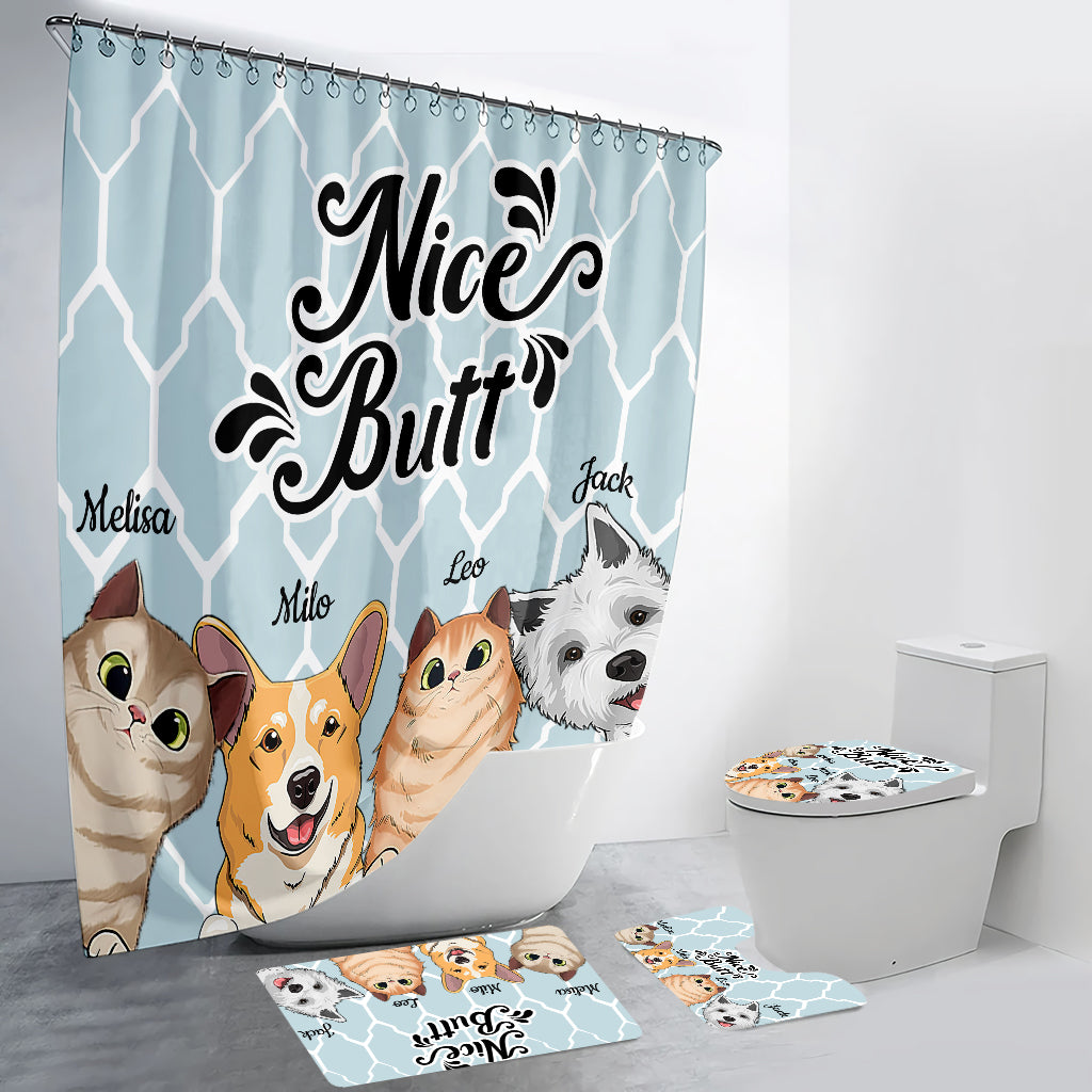 Nice butt Shower - Personalized Dog Bathroom Curtain & Mats Set