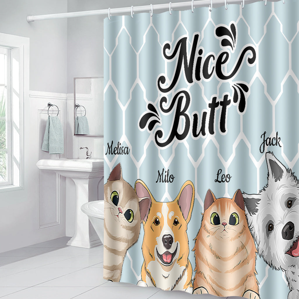 Nice butt Shower - Personalized Dog Bathroom Curtain & Mats Set