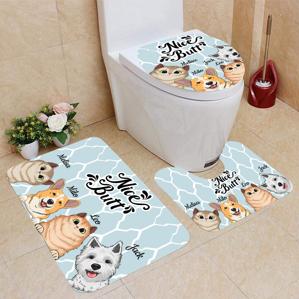 Nice butt Shower - Personalized Dog Bathroom Curtain & Mats Set