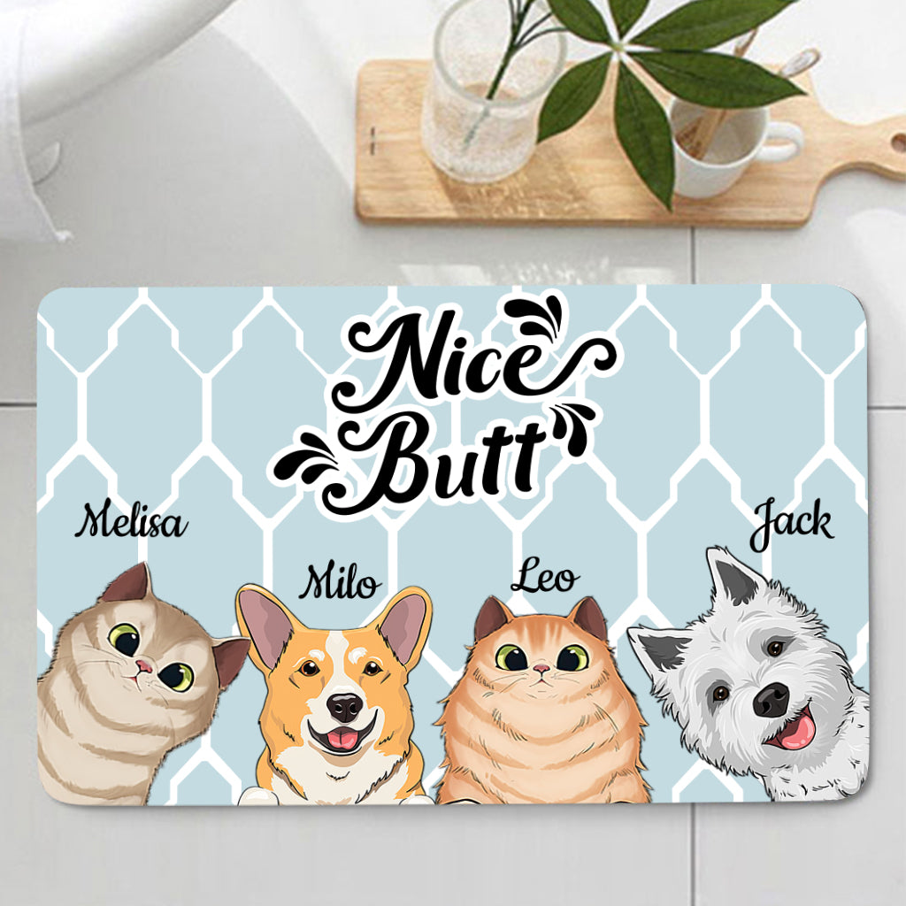 Nice butt Shower - Personalized Dog Bathroom Curtain & Mats Set
