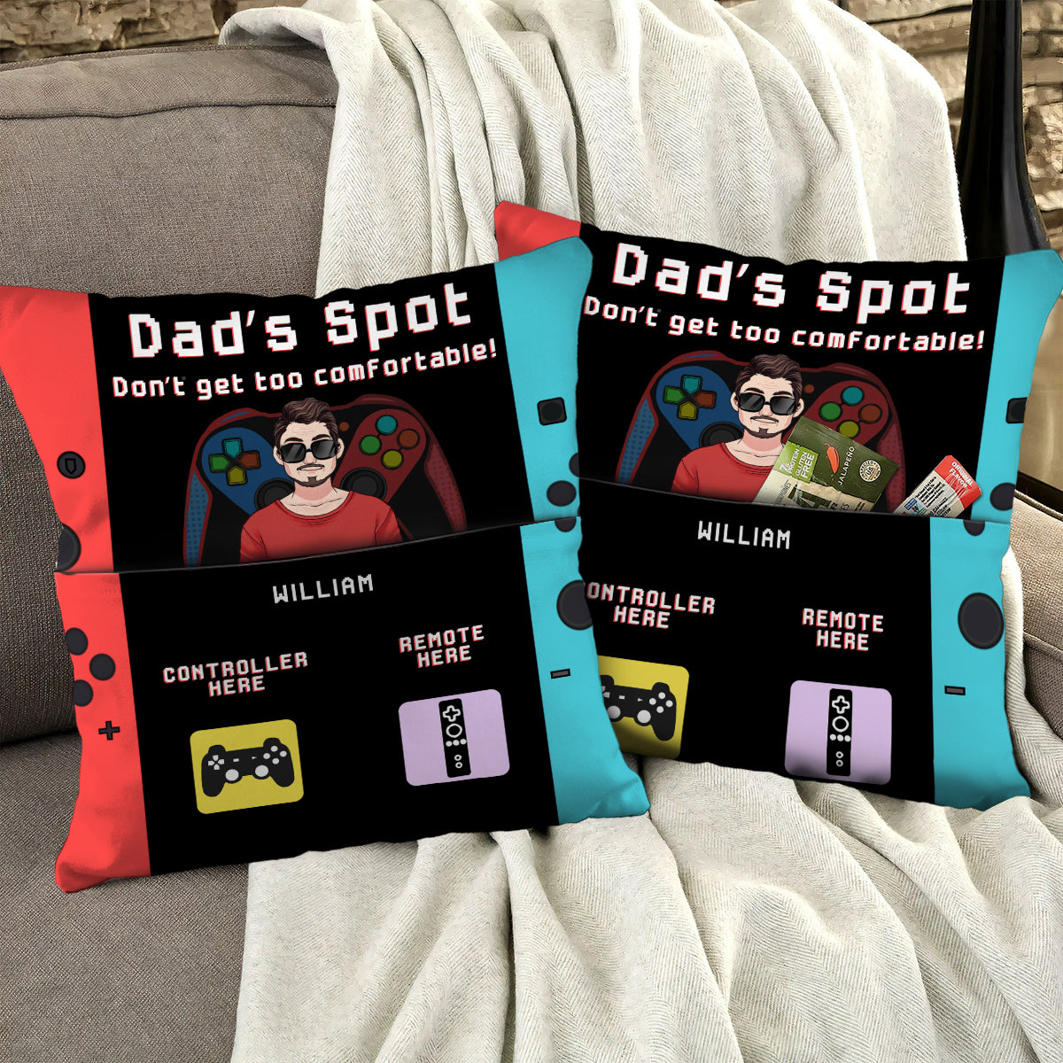 Dad’s Spot Don’t Get Too Comfortable For Gamer Dad - Personalized Video Game Pocket Pillow