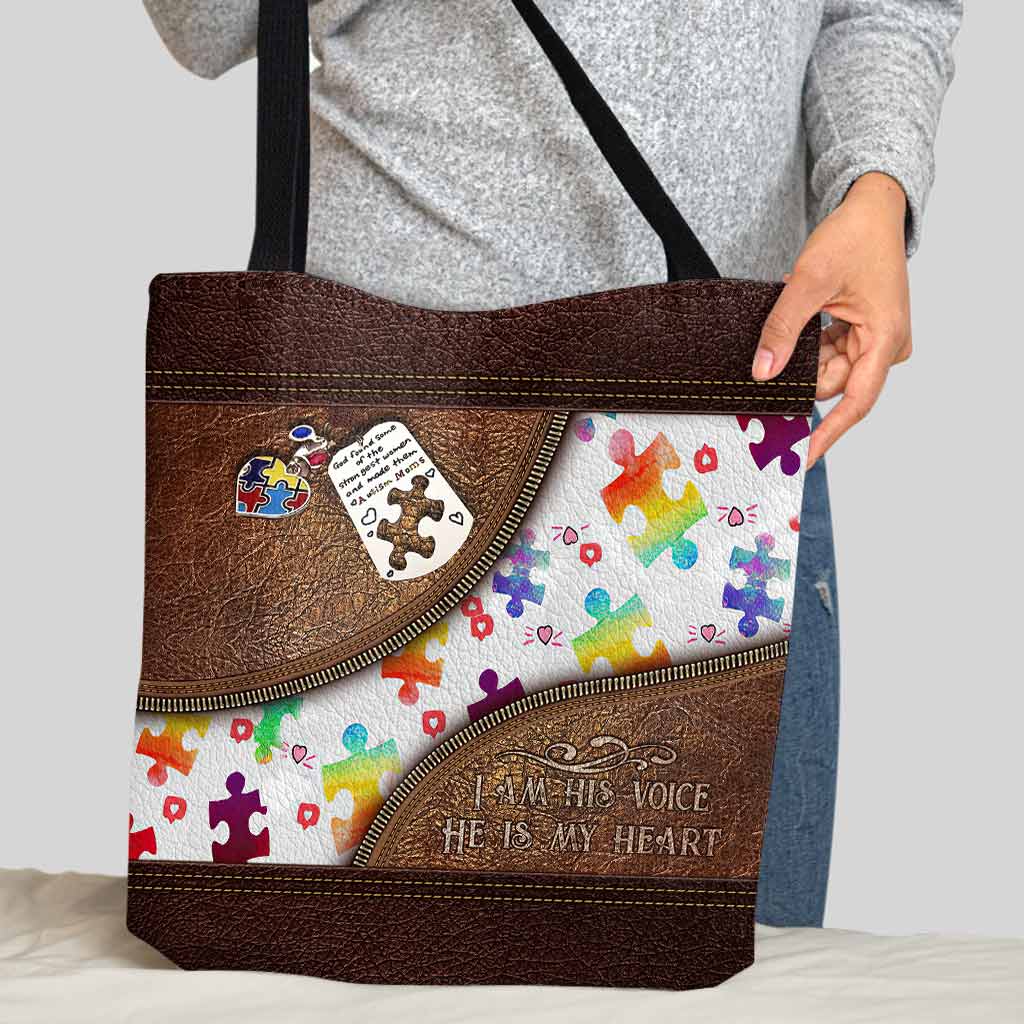 I'm His Voice He Is My Heart - Autism Awareness Tote Bag 062021