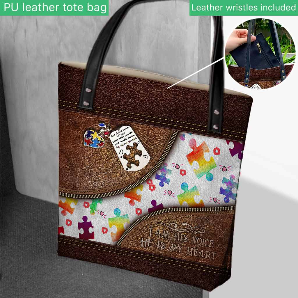 I'm His Voice He Is My Heart - Autism Awareness Tote Bag 062021