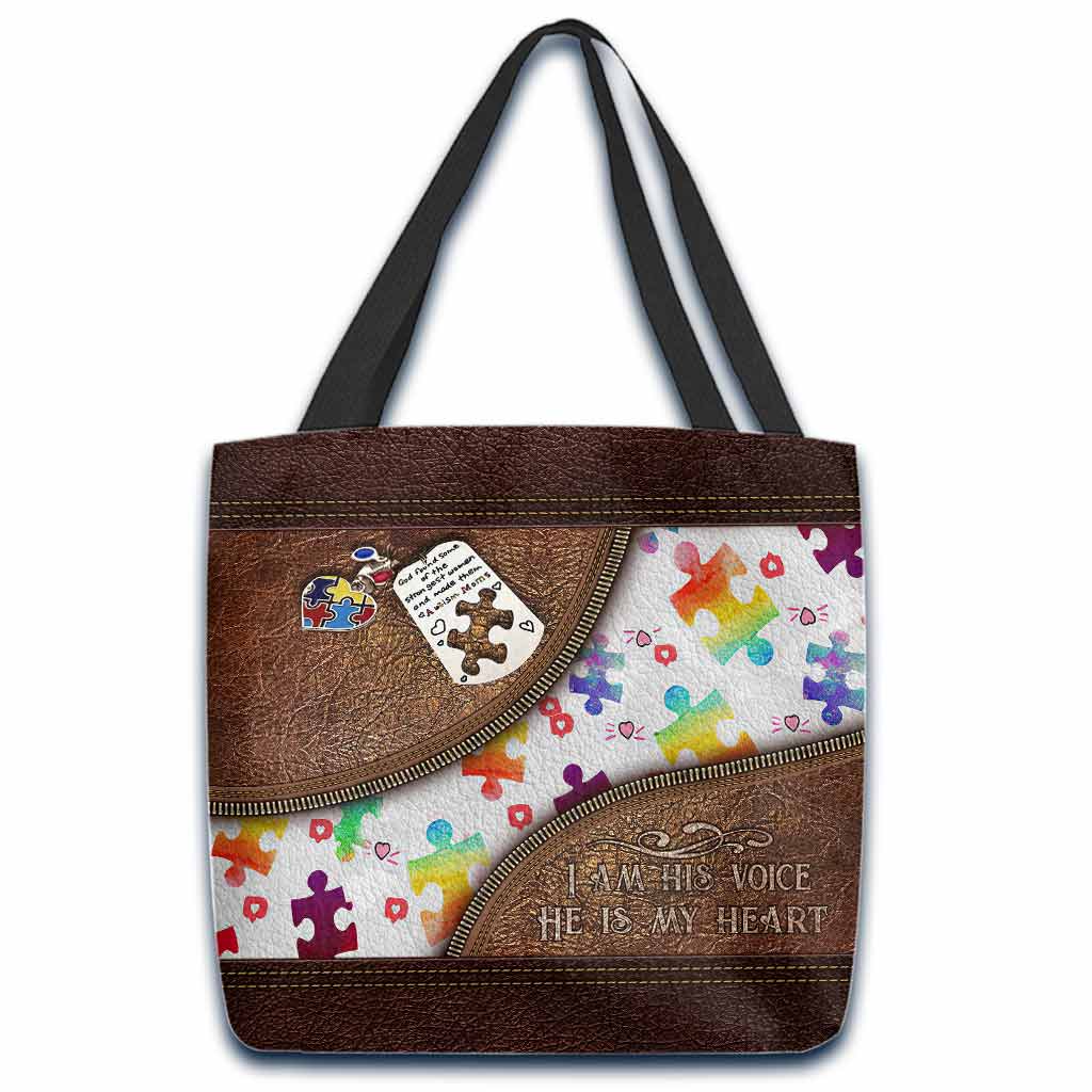 I'm His Voice He Is My Heart - Autism Awareness Tote Bag 062021
