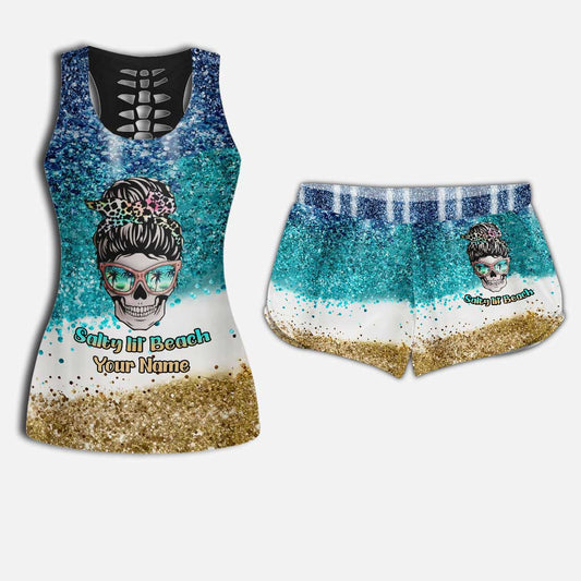 Salty Lil' Beach - Personalized Sea Lover Hollow Tank Top and Women Shorts