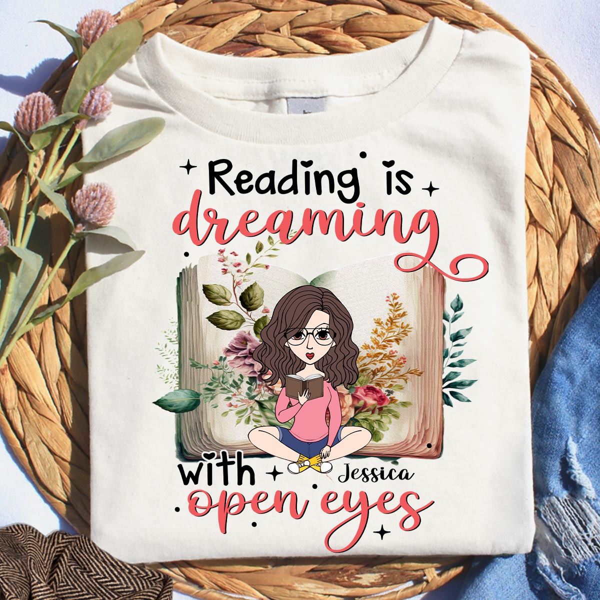 Reading Is Dreaming With Open Eyes - Personalized Book T-shirt and Hoodie