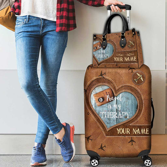 Adventure Awaits - Personalized Travelling Leather Handbag & Luggage Cover