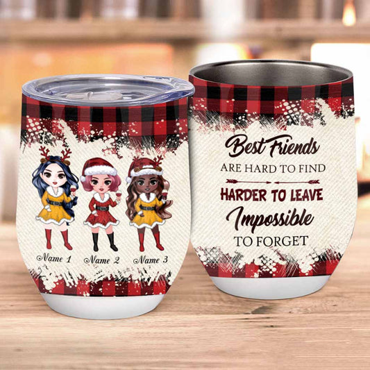 Best Friends Are Hard To Find - Personalized Christmas Bestie Wine Tumbler