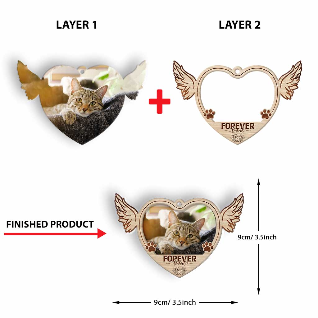 Forever Loved - Personalized Christmas Cat Layered Wood Ornament