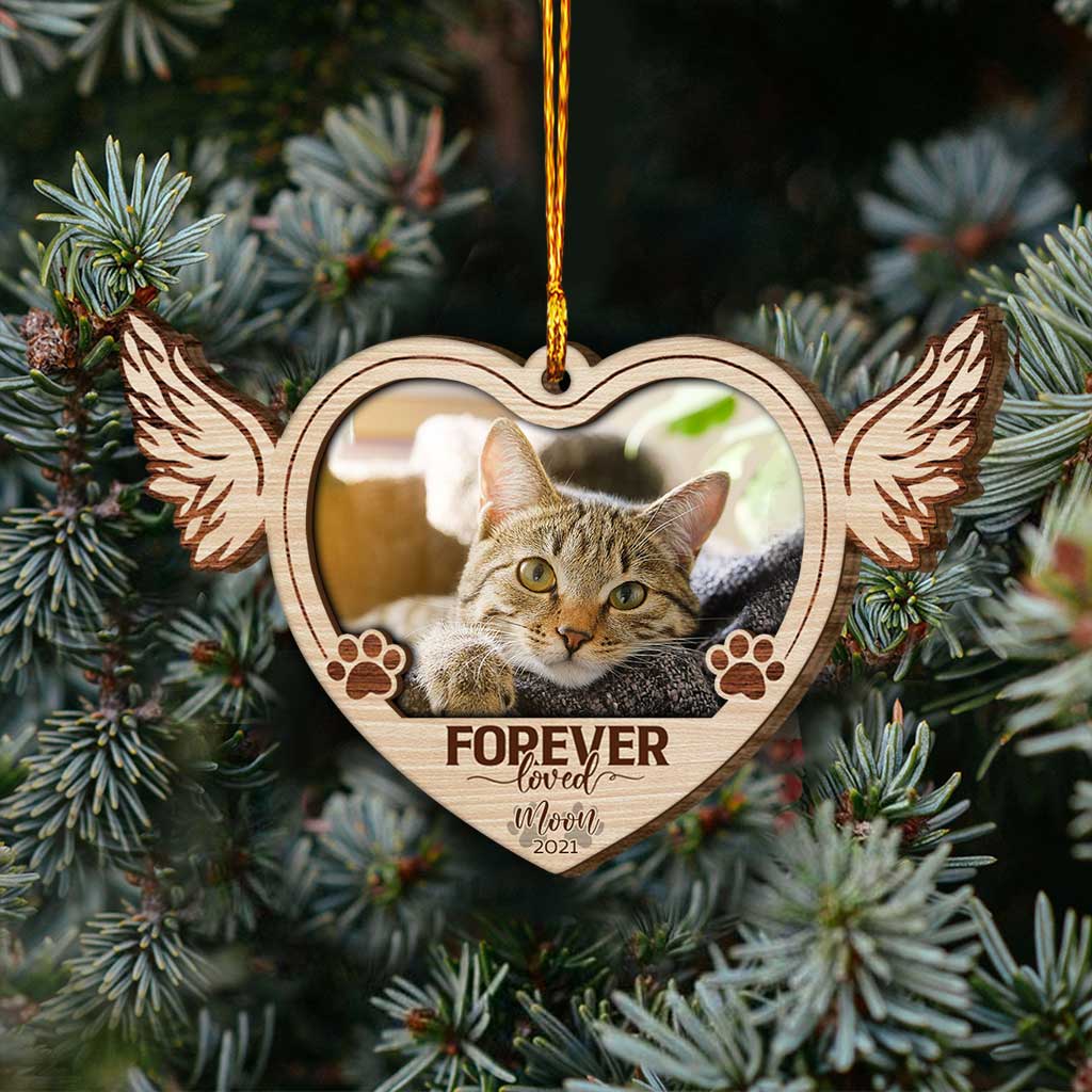 Forever Loved - Personalized Christmas Cat Layered Wood Ornament