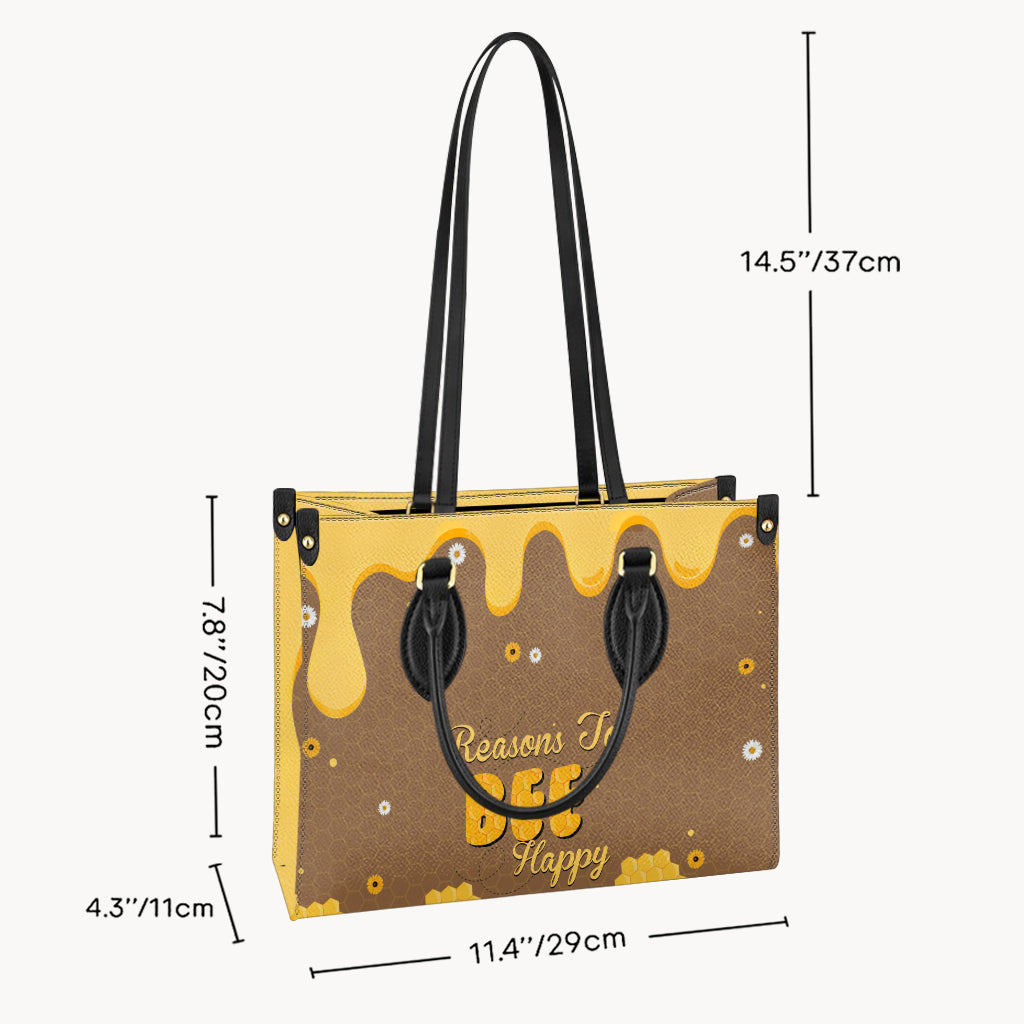 Bee Happy - Gift for grandma, mom - Personalized Leather Handbag