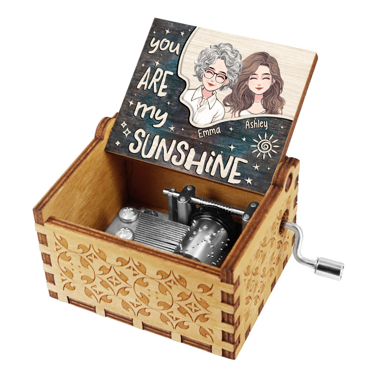 You Are My Sunshine - Personalized Mother's Day Mother Hand Crank Music Box