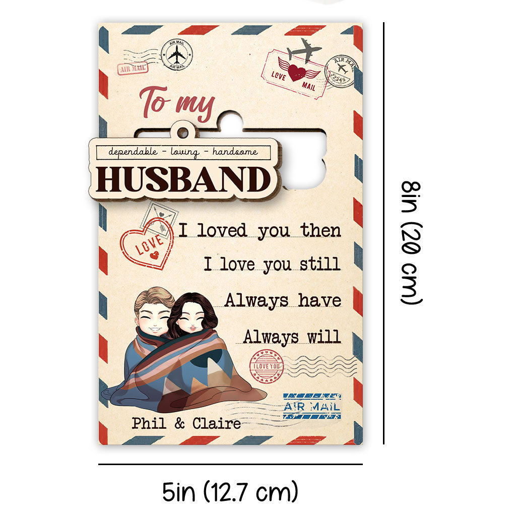 To My Husband - Personalized Christmas Couple Wooden Card Pop Out Ornament