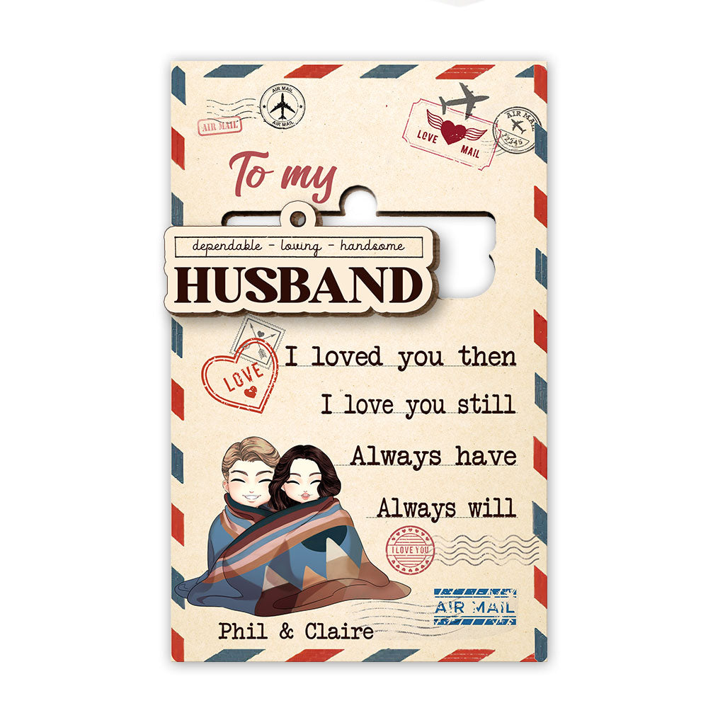 To My Husband - Personalized Christmas Couple Wooden Card Pop Out Ornament