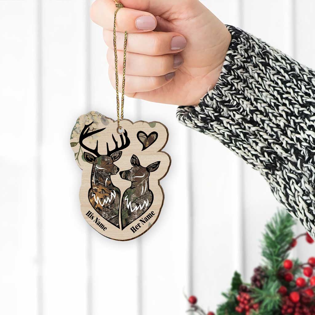 To My Wife - Personalized Christmas Hunting Wooden Card Pop Out Ornament