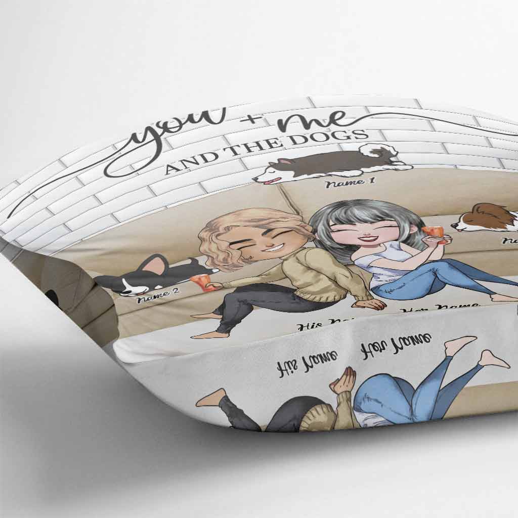 Couple And The Dogs - Personalized Throw Pillow