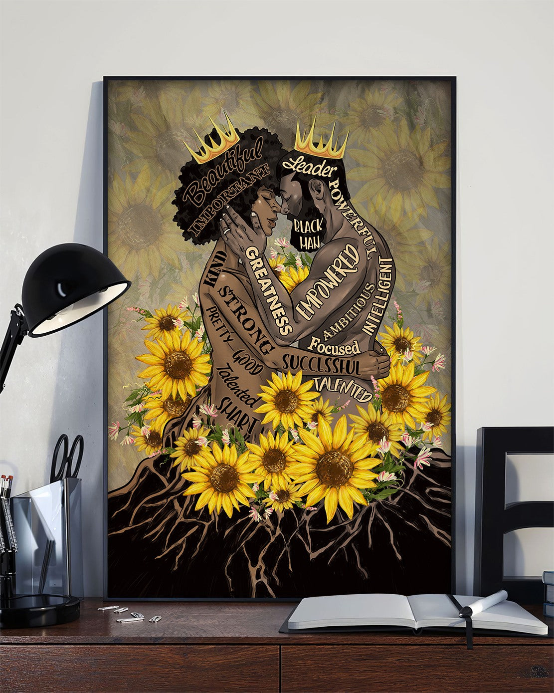Black King And Queen Couple Canvas and Poster 0124