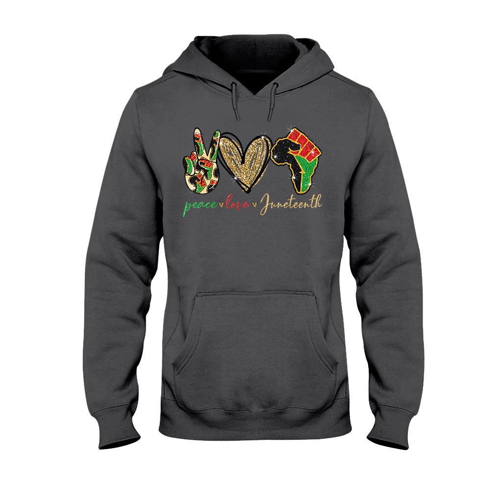 Juneteenth - African American T-shirt and Hoodie With Faux Glitter Print 1121
