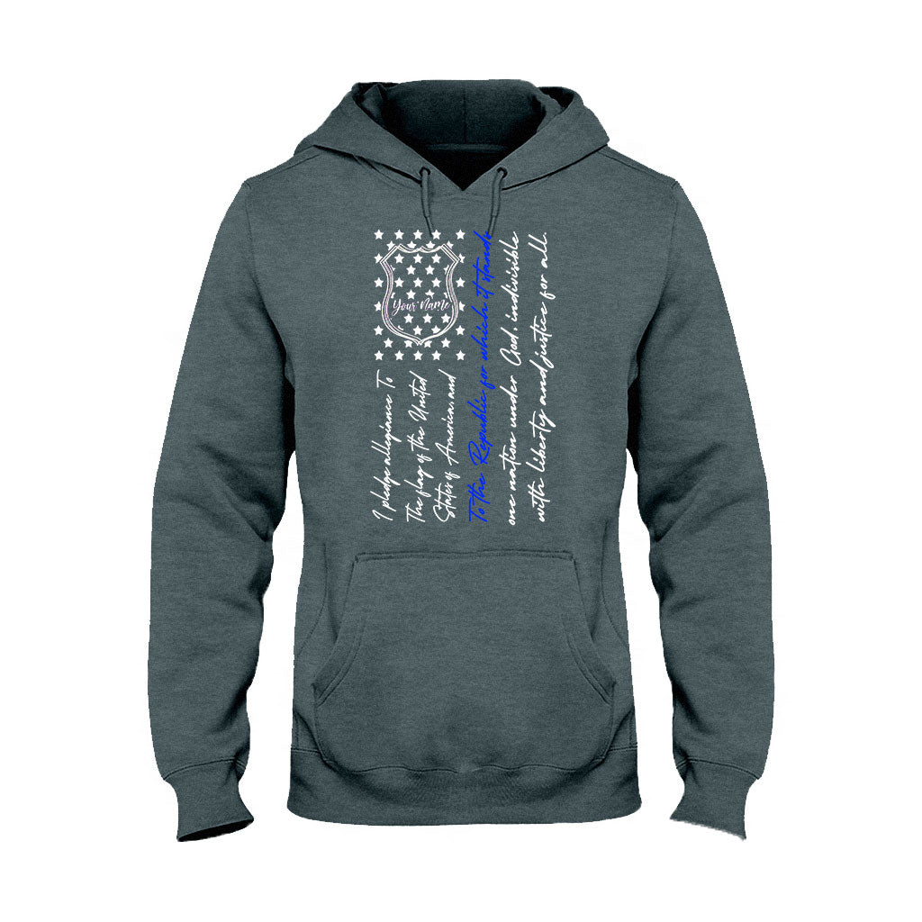 Police Badge Pledge Of Allegiance - Personalized Independence Day T-shirt and Hoodie