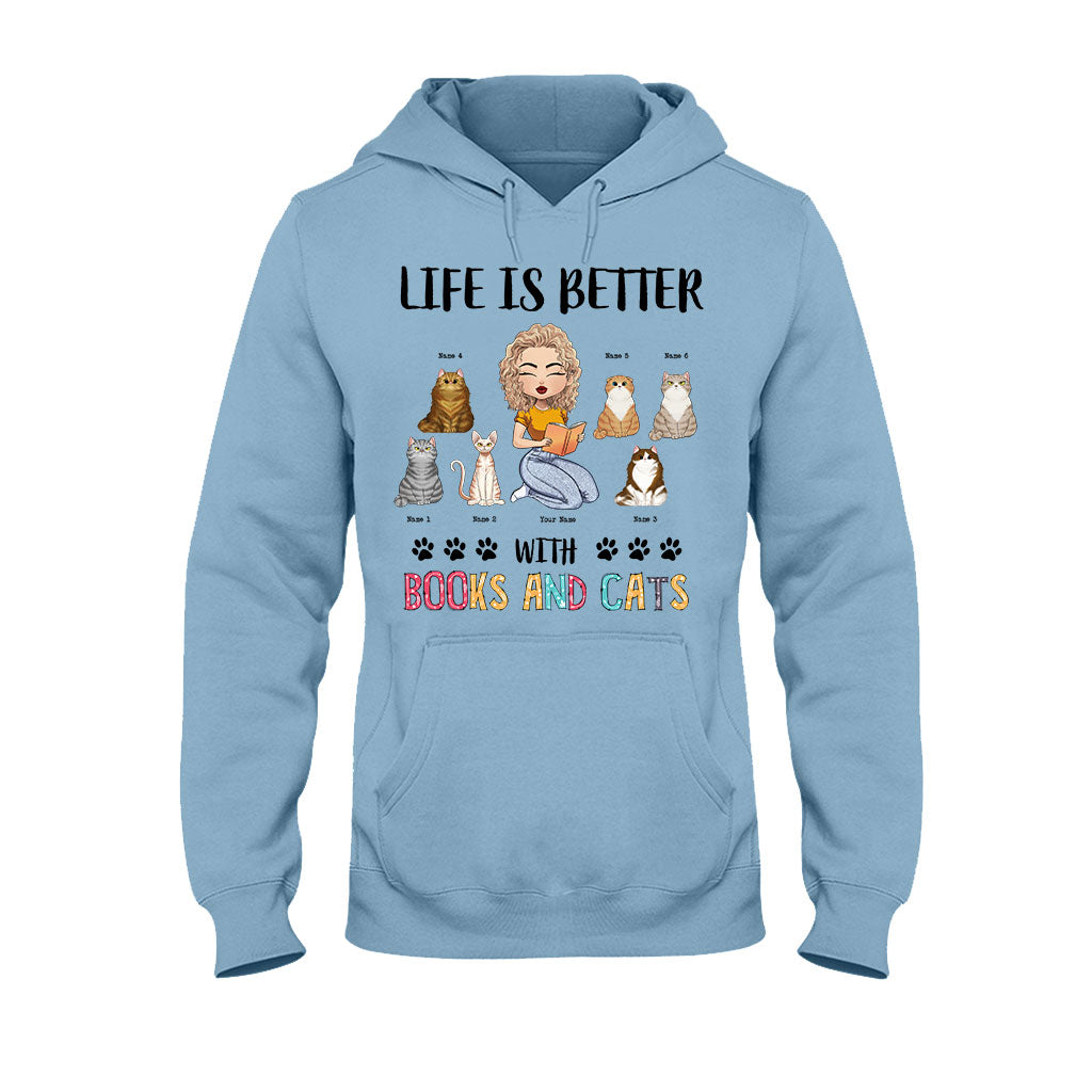 Life Is Better With Books And Cats - Personalized Book T-shirt and Hoodie