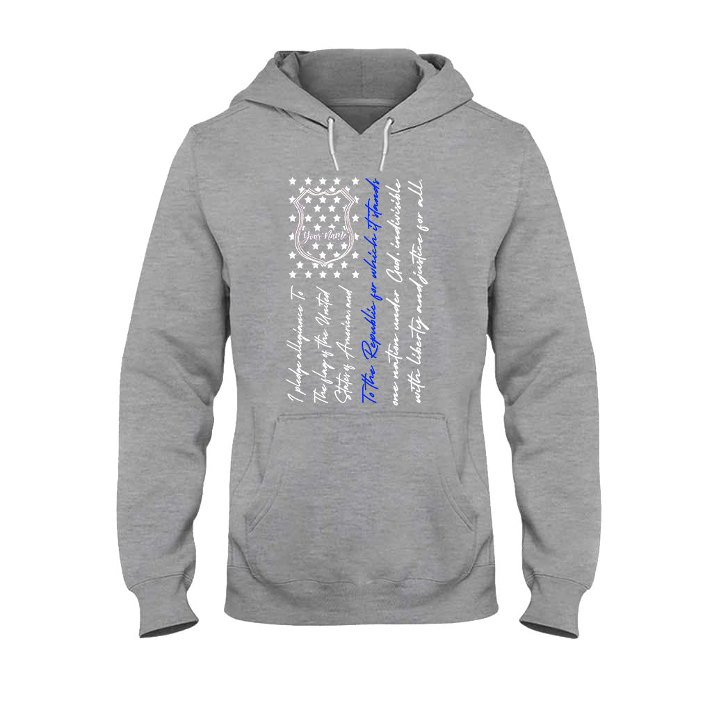 Police Badge Pledge Of Allegiance - Personalized Independence Day T-shirt and Hoodie