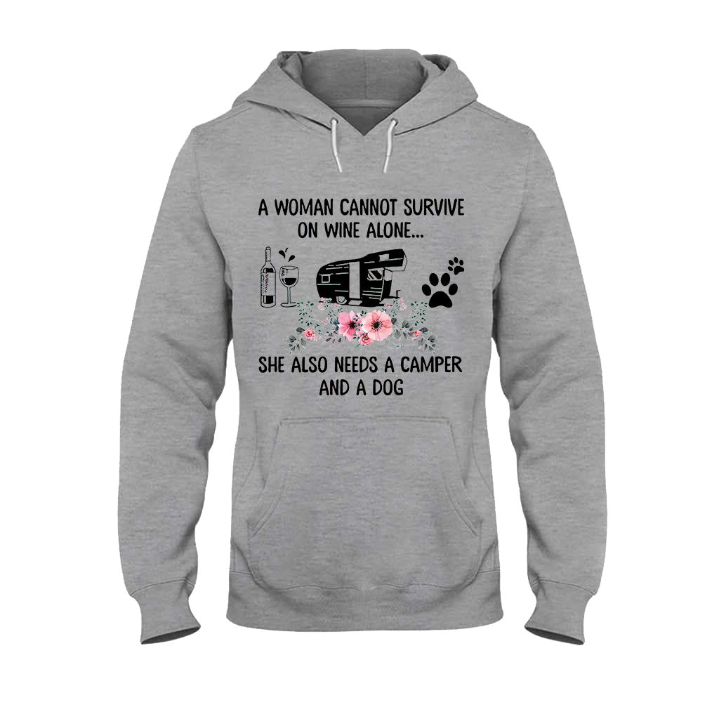 A Woman Cannot Survive On Wine Alone - Camping T-shirt and Hoodie 1121