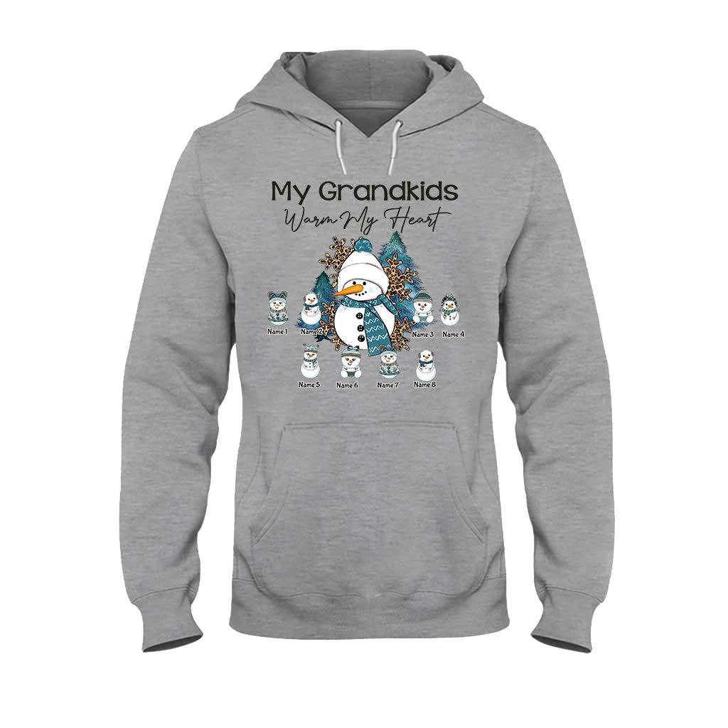 My Grandkids Warm My Heart - Personalized Christmas Grandma T-shirt and Hoodie