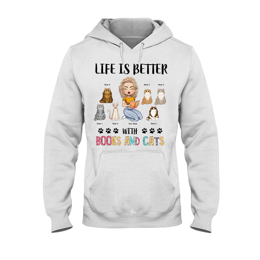Life Is Better With Books And Cats - Personalized Book T-shirt and Hoodie