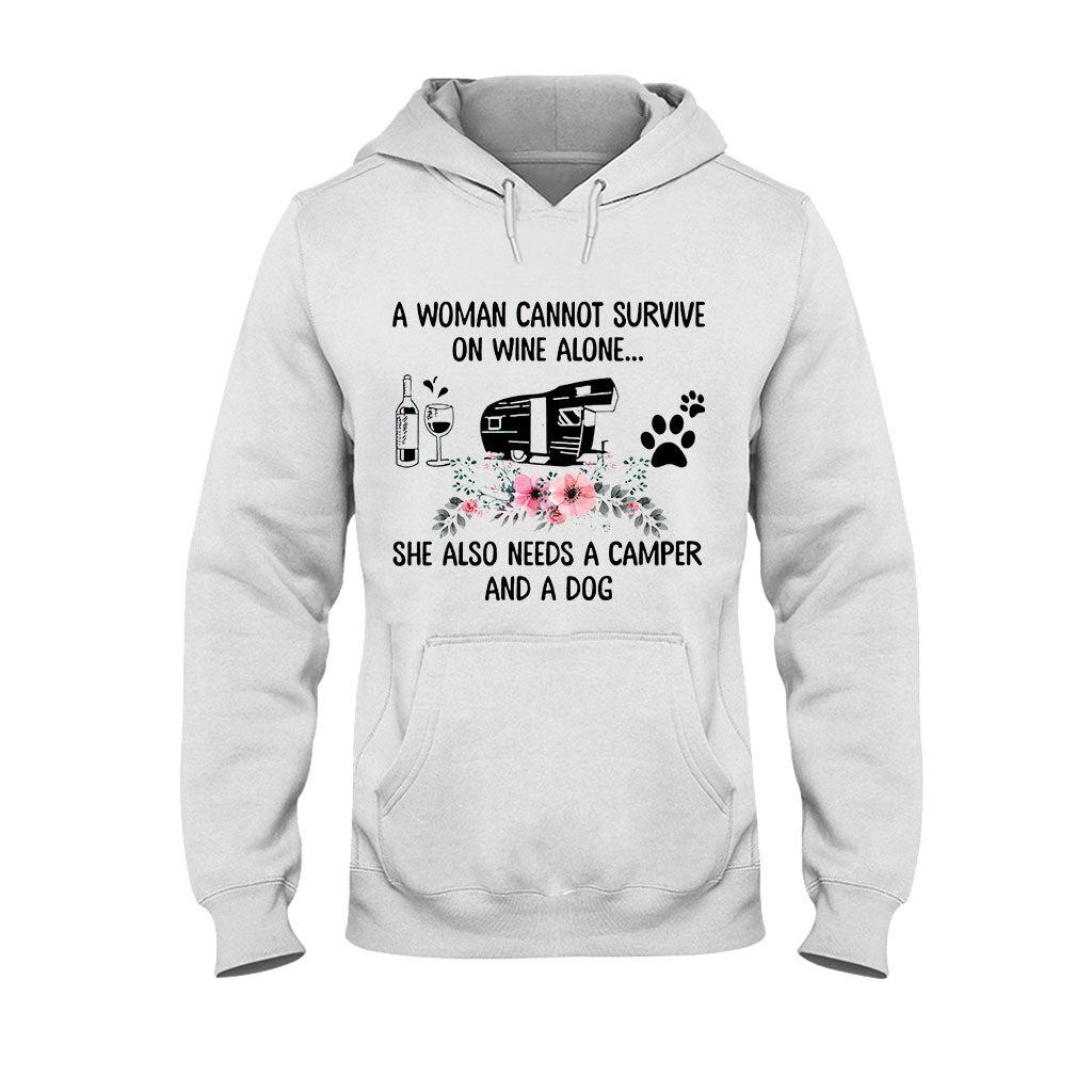 A Woman Cannot Survive On Wine Alone - Camping T-shirt and Hoodie 1121