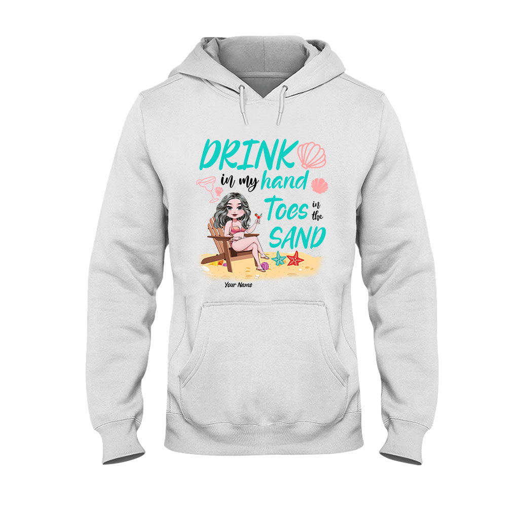 Drink In My Hand Toes In The Sand - Personalized Sea Lover T-shirt and Hoodie