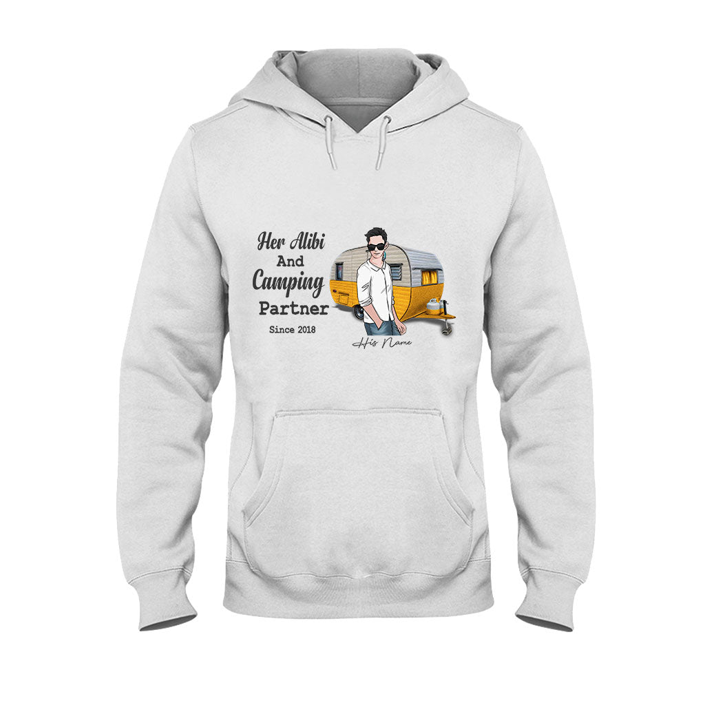 Her Alibi And Camping Partner - Personalized Couple T-shirt and Hoodie