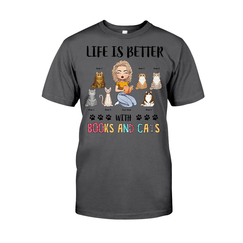 Life Is Better With Books And Cats - Personalized Book T-shirt and Hoodie