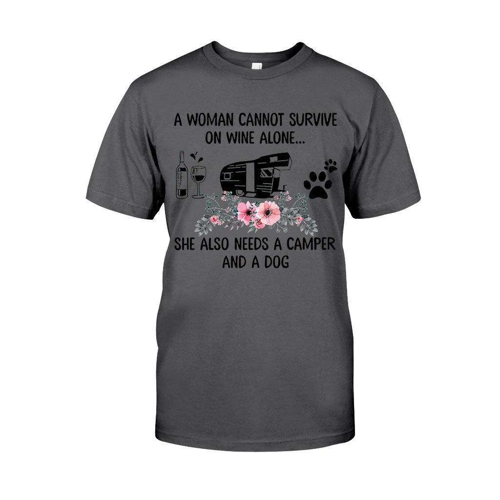 A Woman Cannot Survive On Wine Alone - Camping T-shirt and Hoodie 1121